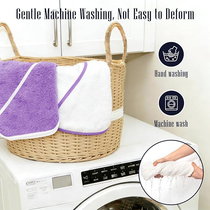 2 Pack Baby Bath Towel - Rayon Made from Bamboo, Ultra Soft Hooded Towels for Babies,Toddler,Infant - Newborn Essential -Perfect Baby Registry Gifts for Boy Girl (White and Violet, 30 x 30 Inch)