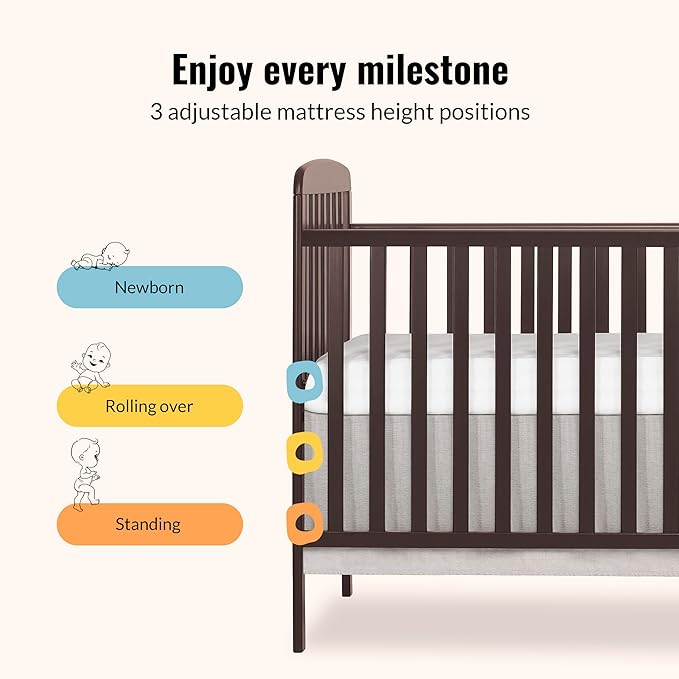 Dream On Me Anna 4 in 1 Full Size Crib and Changing Table Combo in Chocolate Chip, Greenguard & JPMA Certified, Converts from Baby Crib to Toddler Bed and Day Bed