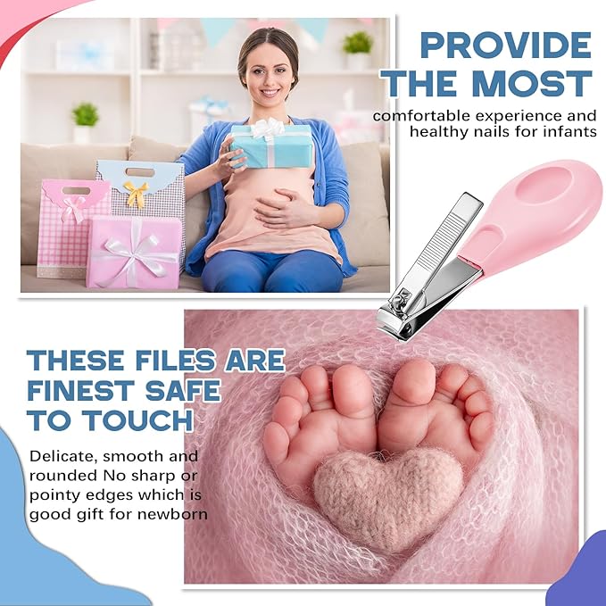 20 Pcs Baby Nail Clippers Bulk Blue Fold Up Stainless Steel Finger Trimmer Cutter for Newborn Infant, Home Travel Nursery(Pink)