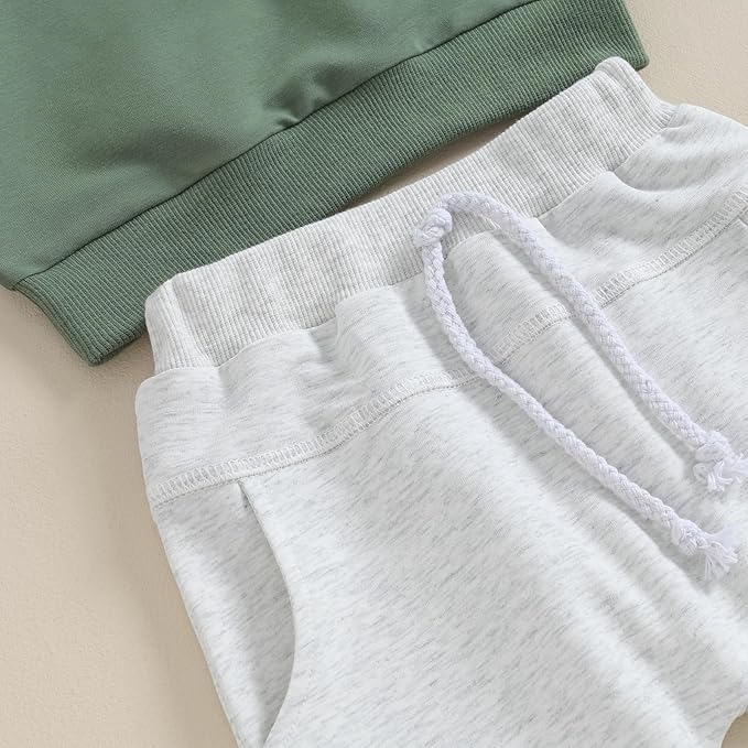 Toddler Baby Boy Clothes Solid Color Long Sleeve Crewneck Sweatshirt Top Casual Pants Set 2Pcs Fall Winter Outfits