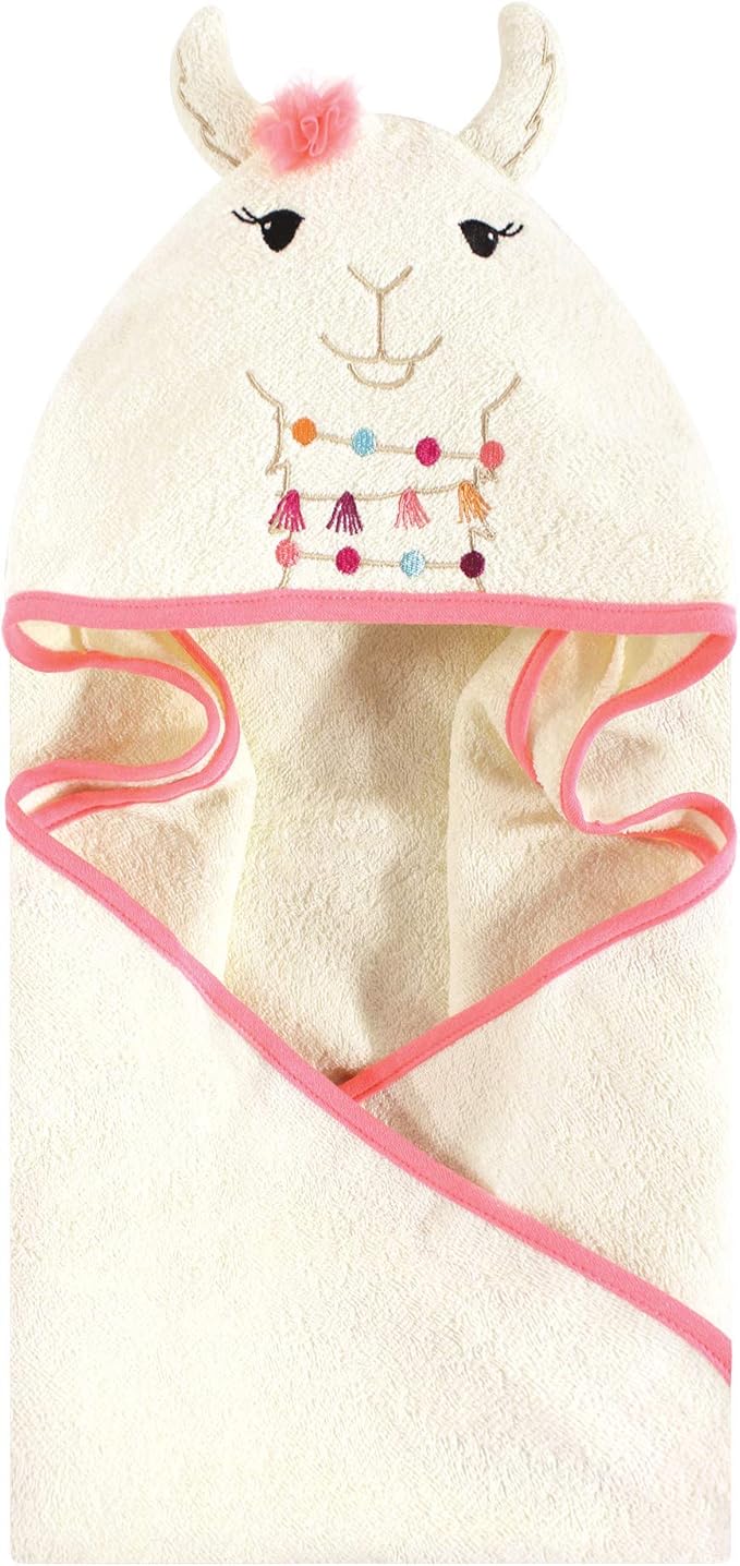 Little Treasure Unisex Baby Cotton Animal Face Hooded Towel, Llama, One Size