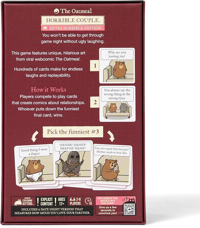 Exploding Kittens Horrible Couple – Extra Horrible Edition – Party Game for 2-8 Players, from The Creators of Horrible Therapist | A Fun Game Night with Friends, Funny Card Game for Adults