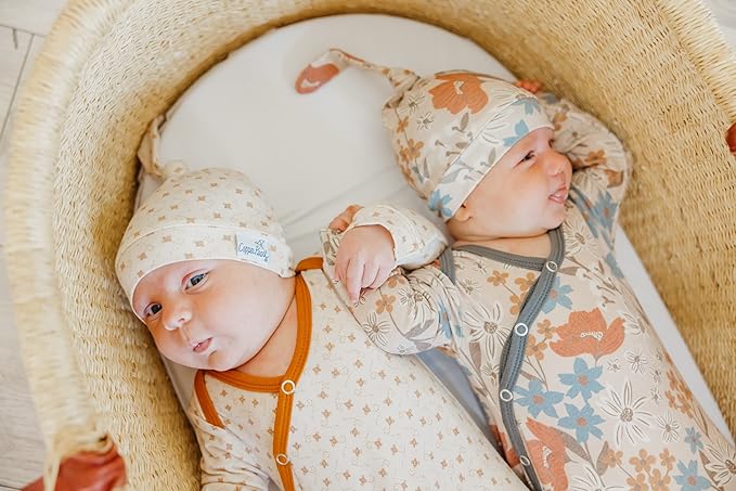 Copper Pearl Baby Beanie Hat Top Knot Stretchy Soft Eden