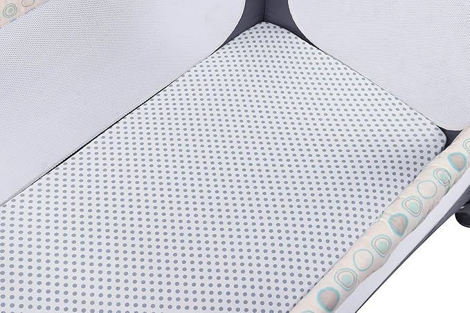 Onacosht Pack n Play Sheets 2 Pack Stretchy Jersey Knit Playard Fitted Sheets Portable Mini Crib Sheets Set, Convertible Playard Mattress Cover, White and Grey, Stripes and Dots