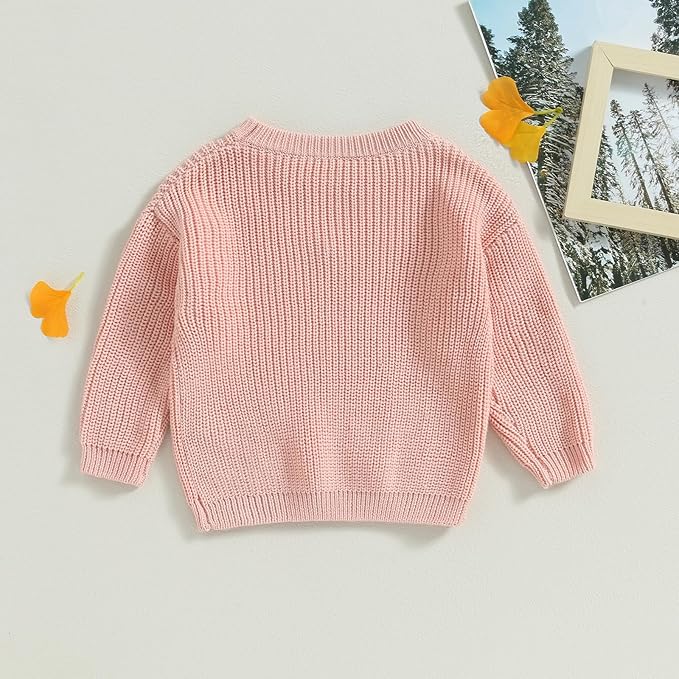 Mubineo Baby Girl Winter Clothes Cute Flower Sweater Crewneck Pullover Long Sleeve Knit Newborn Infant Sweaters