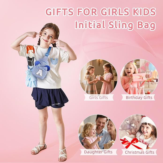 YOOLIFE Valentines Day Gifts for Kids Girl - Sling Bags for Girls Kids | Initial Small Crossbody Purses for Girl Kid Birthday