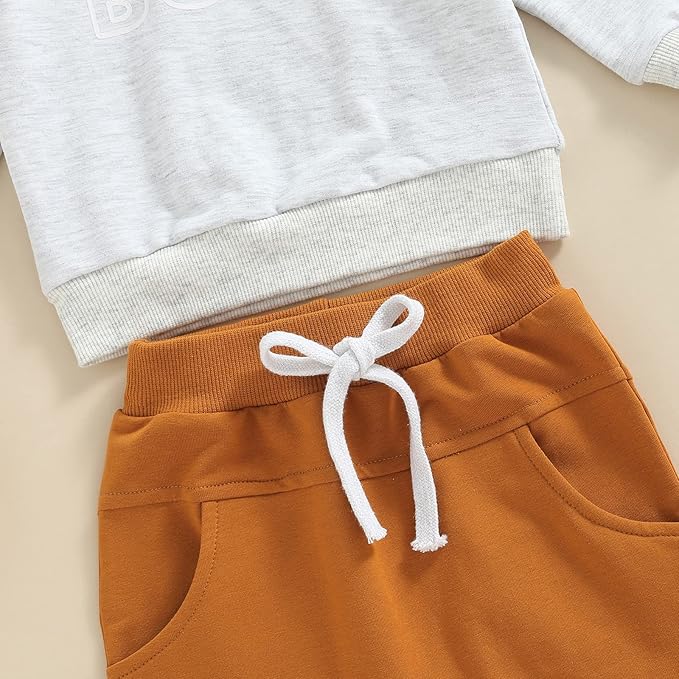 Baby Boy Fall Clothes Set Long Sleeve Crewneck Sweatshirts Pants Cute Infant Newborn Outfits 6 12 18 24 Months 2T