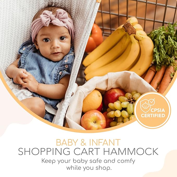 Binxy Baby Shopping Cart Hammock – Infant Seat for Grocery Carts – Holds Car Seats Securely – Compatible with Select 4-Seater Wagons (20–24” Wide) – Supports Up to 50 lbs – Little Arrow