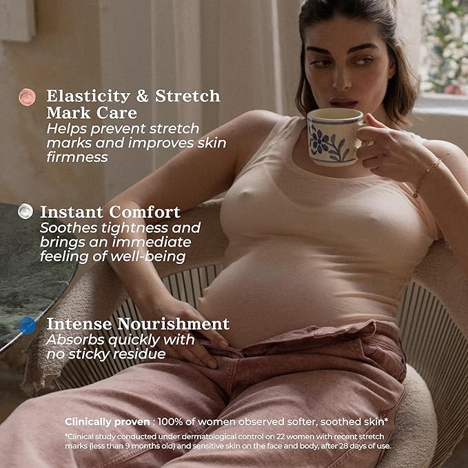 MINOIS PARIS Pregnancy Body Oil – Organic Belly Oil for Stretch Marks Prevention & Removal – Firming Skin Therapy Oil for Pregnant Women – Made in France