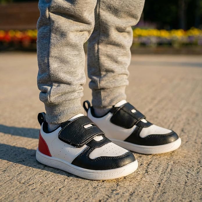 Toddler Wide Toe Box Barefoot Shoes Boys Girls Sneakers Zero Drop Kid Tennis Running Shoes Lightweight Non-Slip Comfortable Leather First Walking Shoe Outdoor Activities School