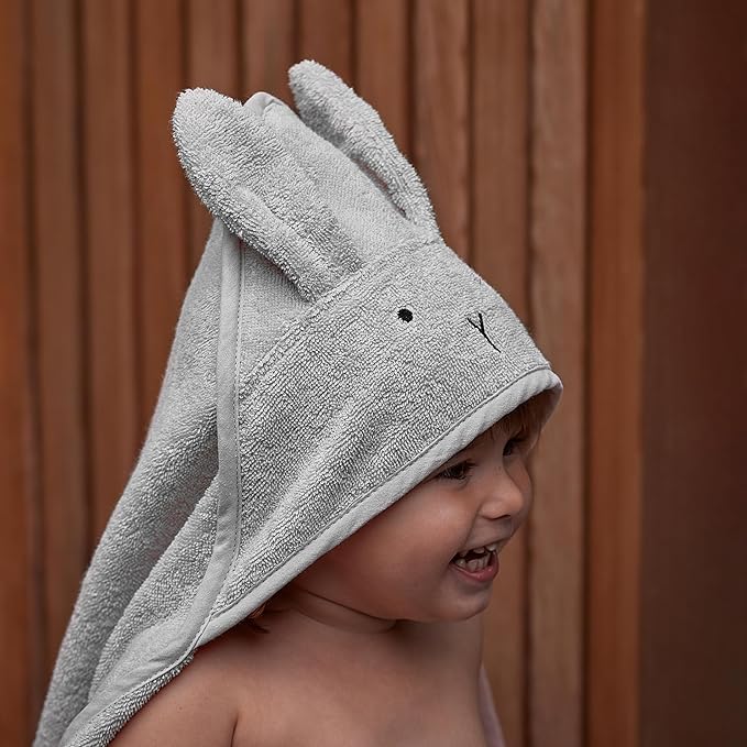 Baby Hooded Towel – Organic Cotton Baby Bath Towels, 32" x 32" Super-Soft and Absorbent Baby Towels for Newborn 2-Pack (Grey/Yellow)