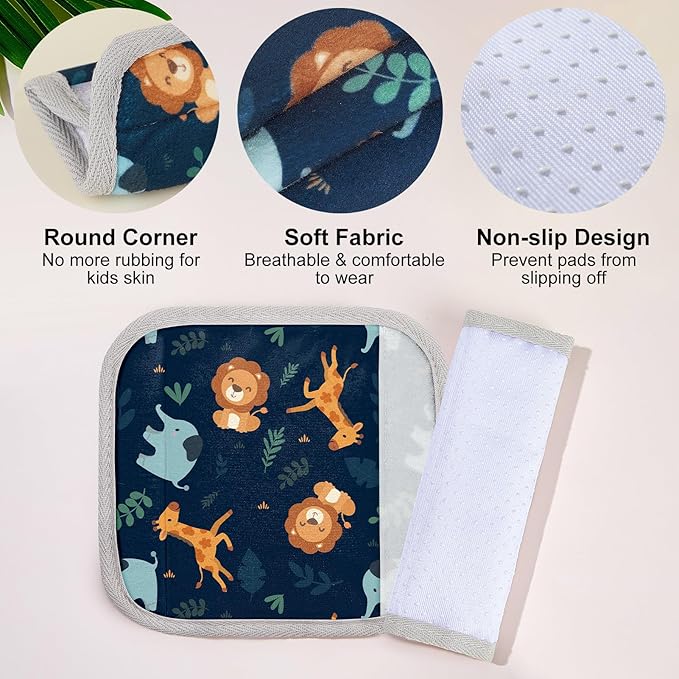 Seat Belt Cover Pad for Baby, Soft Seatbelt Cushion Covers for Kids 2Pcs Car Seat Strap Shoulder Pads for All Car Seats, Stroller, High Chair