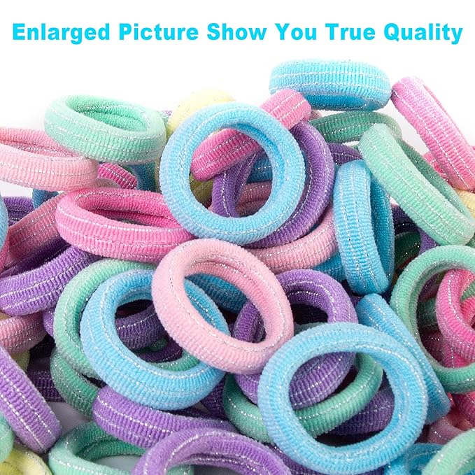 Mini Hair Ties for Baby Girls, Seamless Kids Girls Hair Ties Bands, Soft Small Baby Ponytail Holders, Toddler Elastic Hair Holders No Damage, 5 Colors
