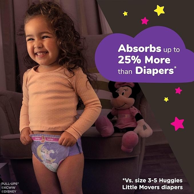 Pull-Ups Girls' Night-Time Potty Training Pants, Size 3T-4T Overnight Training Underwear (32-40 lbs), 108 Ct