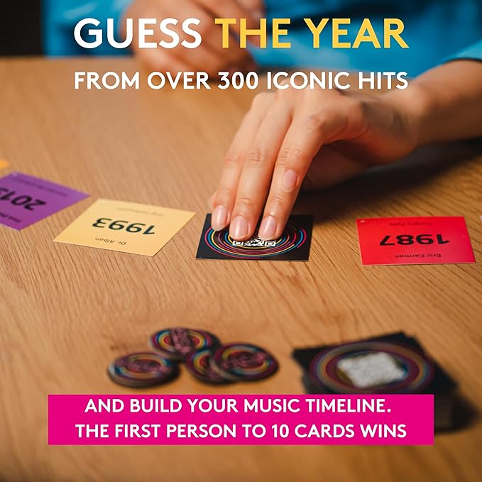 Jumbo Hitster - The Music Fun Party Quiz Card Game, 2-10 Players - 300 Plus Iconic Music Hits - Great for Adult and Family Game Night