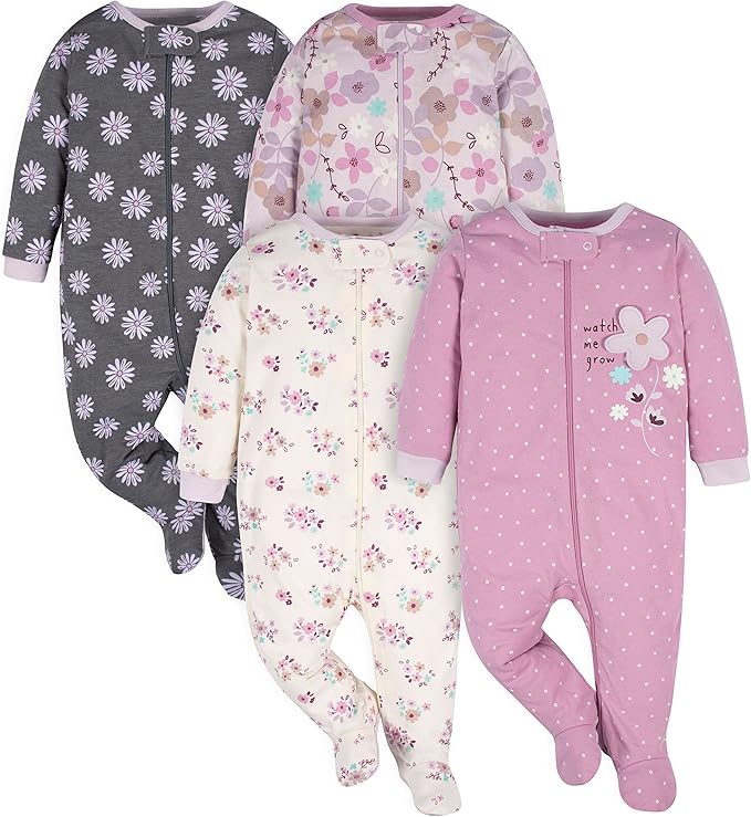 Gerber baby-girls 4 Pack Sleep 'N Play Footie
