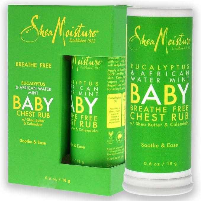 Shea Moisture Eucalyptus & African Water Mint Baby Chest Rub Ointment for Unisex, 0.6 Ounce