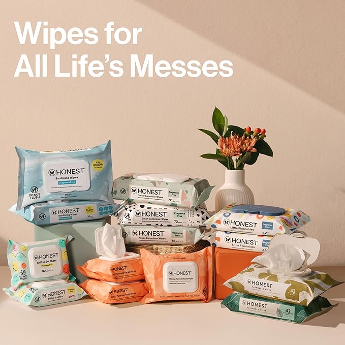 The Honest Company Hypoallergenic Multi-Use Baby Wipes for Sensitive Skin, Rose Blossom, 288 Count
