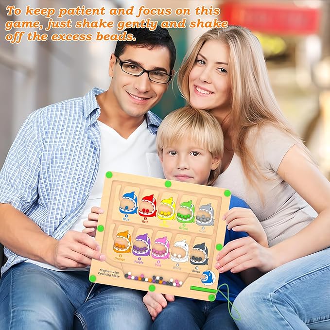 Magnetic Color & Number Maze, Montessori Counting Matching Toys, Wooden Magnet Maze Board Game Fine Motor Skills Toys for 3 4 5 Years Old Preschool Learning Activities