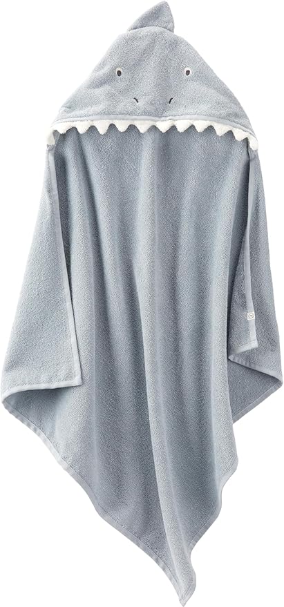 Little Planet by Carter's Unisex-Baby Organic Cotton Towel, Shark/Galaxy Grey, OSZ