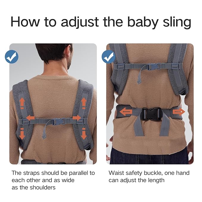 Baby Carrier Newborn to Toddler,Newborn Carrier with Head Support, Cozy Baby Holder Carrier for Dad Mens (All-Gray)