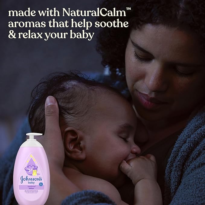 Johnson's Baby Bedtime Lotion, Soothing NaturalCalm Aromas, Gentle Nighttime Baby Lotion, Helps Relax & Soothe, Hydrating, No added Parabens & Dyes, 27.1 fl. oz