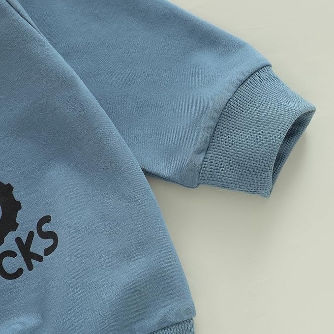 WZTYYDS Toddler Baby Boy Fall Clothes Letter Truck Long Sleeve Pullover Sweatshirt Tops Joggers Pants Set Winter Outfits