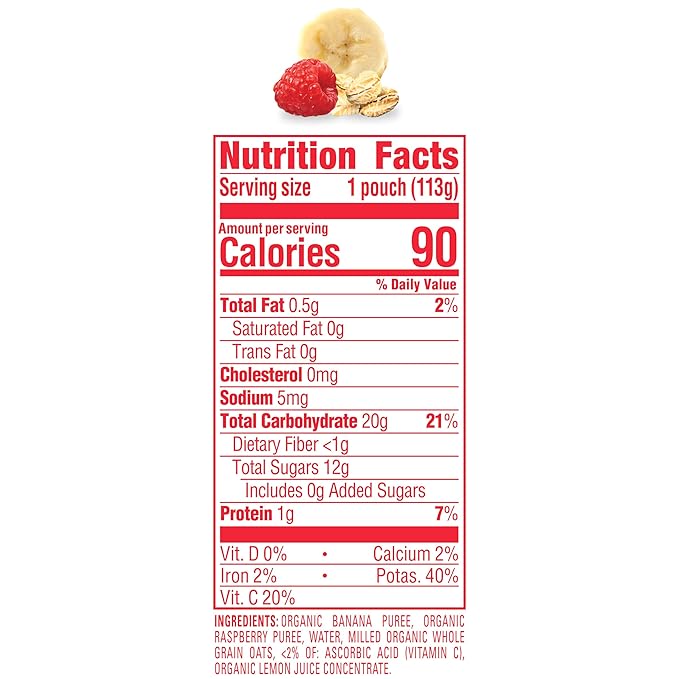 Happy Baby Organics Clearly Crafted Stage 2 Baby Food, Bananas, Raspberries & Oats (Pack of 16) & Happy Tot Organics Super Morning Stage 4, Apple Cinnamon, Yogurt, Oats Pack of 8)