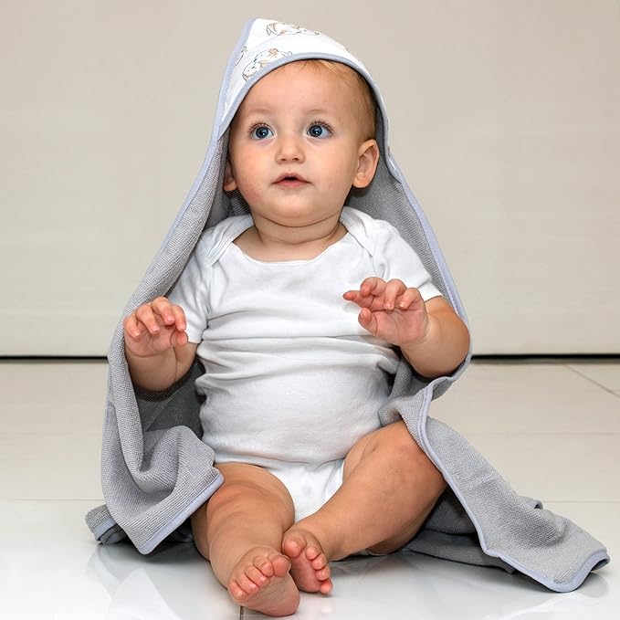 Hooded Baby Bath Towel and Washcloth 6 Piece Set for Newborns Infants & Toddlers, Boys & Girls Baby Hooded Towels (Puppies & Patterns)