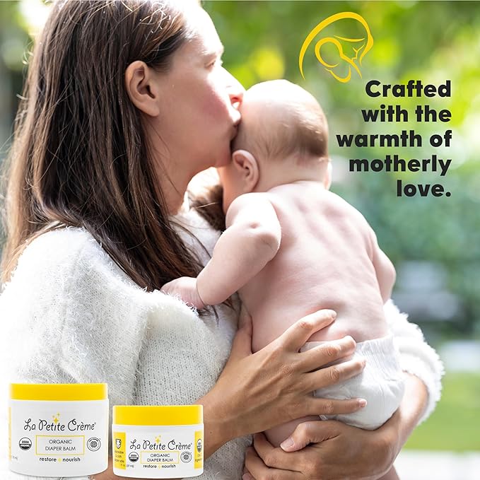 La Petite Creme French Organic Diaper Balm (1 oz) - Healing & Nourishing Diaper Cream - Gentle & Safe Liniment Baby Lotion - USDA Certified Organic - Baby Essentials for Newborn