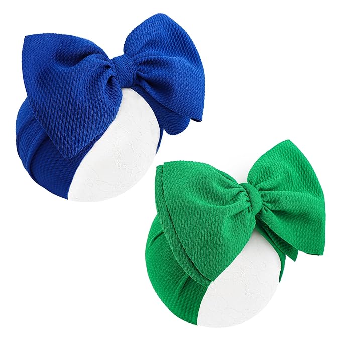 Super Durable Soft Knot Headbands with Hair Bows Infant Toddlers Kids Hair Accessories Blue Green Headband for Newborn Baby Girls