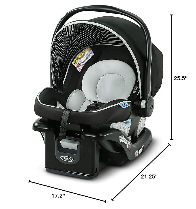 Graco SnugRide Lite LX Infant Car Seat, Lightweight Rear-Facing Seat for Babies 4–30 lb, 4-Position Adjustable Base, LATCH Installation & ProtectPlus Engineered, Studio