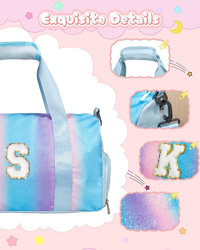 Birthday Gift for Granddaughter-Girl Gym Bag with Shoe Compartment, Kid Personalized Weekender Overnight Bags, Initial Travel Tote with Makeup Pouch,Gifts for Girls (Letter Z)