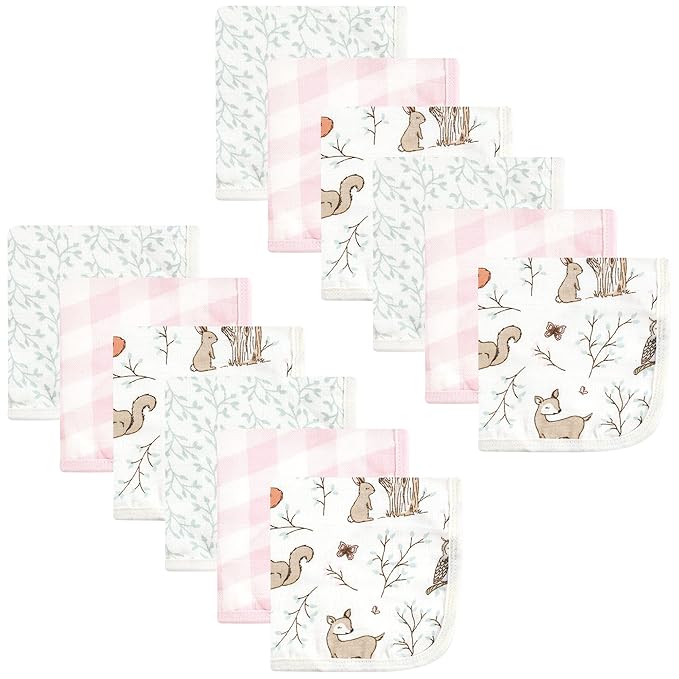 Hudson Baby Unisex Baby Cotton Muslin Washcloths, Enchanted Forest, One Size