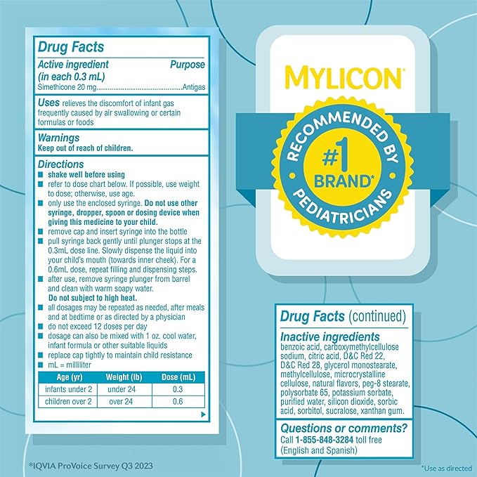 MYLICON Gas Relief Drops for Infants and Babies, Original Formula, 1 Fluid Ounce