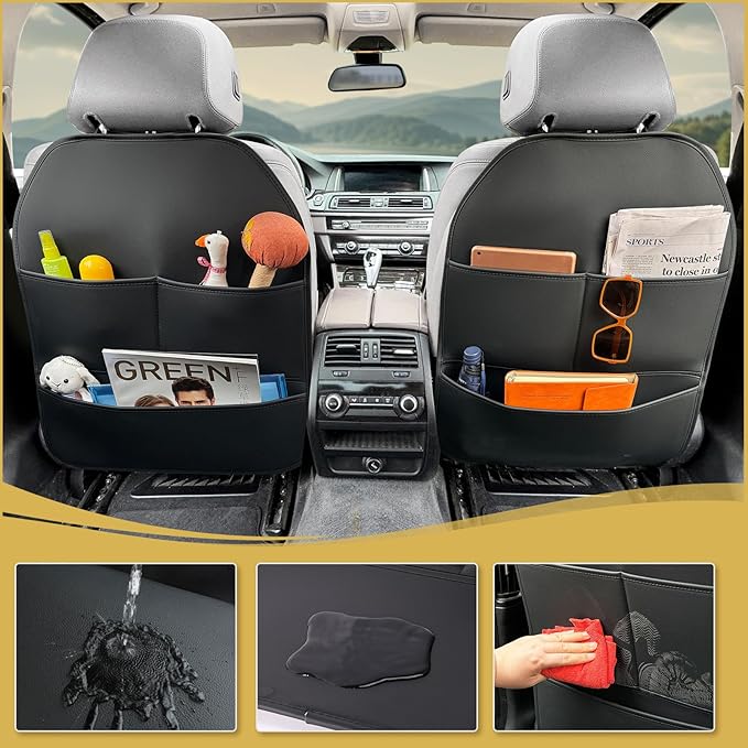 Sanwom Car Seat Back Protector for Kids - Backrest Protector Prevents Damage from Kicking, Universal Fit Seat Protector with Anti-Slip Design, Shields Against Scratches & Footprints