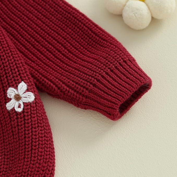Mubineo Baby Girl Winter Clothes Cute Flower Sweater Crewneck Pullover Long Sleeve Knit Newborn Infant Sweaters