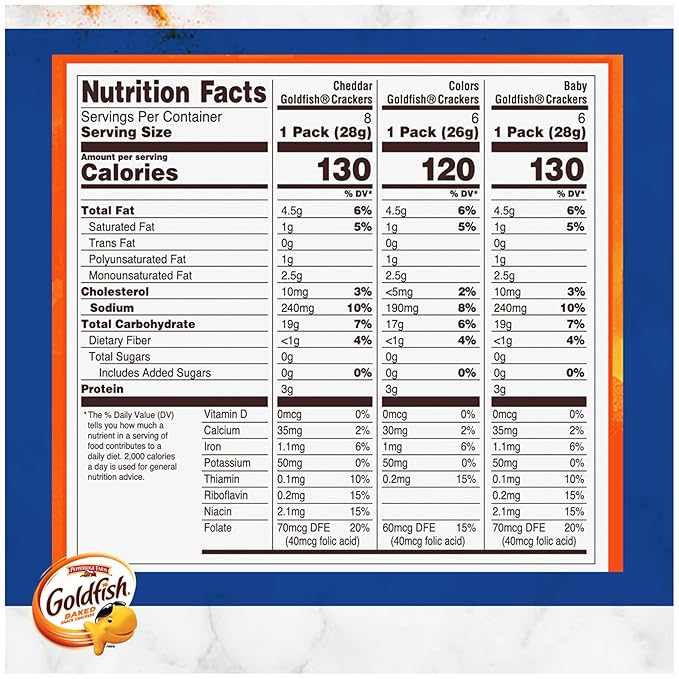Goldfish Family Faves Crackers, Cheddar, Colors and Baby Crackers Snack Packs, 20-Ct Variety Pack (Pack of 2)