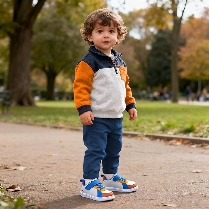 SKYWHEEL Toddler Wide Toe Box Barefoot Shoes Boys Sneakers Kids Tennis Shoes Comfort Lightweight Zero Drop Walking Shoe for Indoor/Outdoor Play