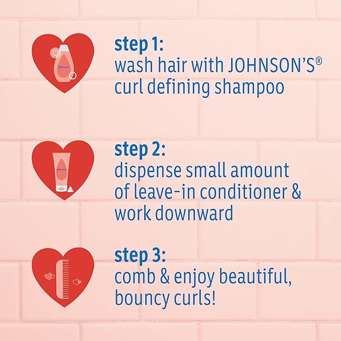 Johnson's Kids' Curl Defining Shampoo with Shea Butter, Cleanses, Smooths Frizz, & Defines Waves & Curls for 24 Hours, 13.6 fl. oz