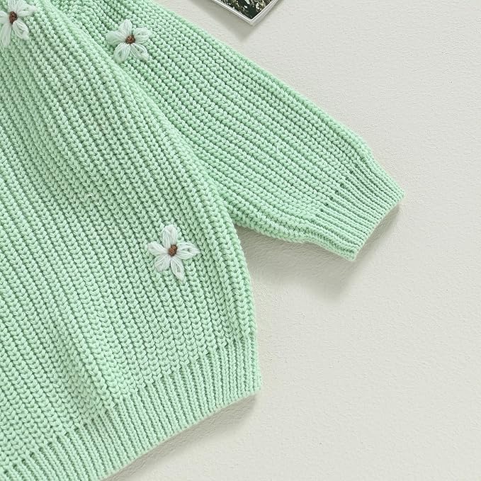 Mubineo Baby Girl Winter Clothes Cute Flower Sweater Crewneck Pullover Long Sleeve Knit Newborn Infant Sweaters