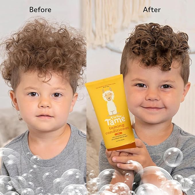 T is for Tame – Natural Curly Hair Conditioner for Kids with Jojoba & Sunflower Oil – Detangles, Softens & Controls Frizz – Plant-Based, Vegan & Hypoallergenic – 5.07 fl oz (2 Pack)