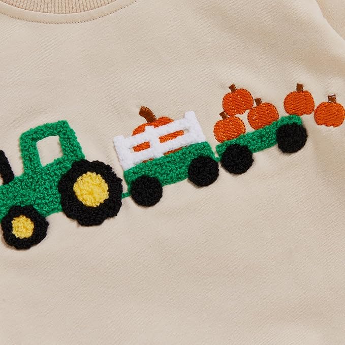 WZTYYDS Toddler Baby Boy Fall Clothes Letter Truck Long Sleeve Pullover Sweatshirt Tops Joggers Pants Set Winter Outfits