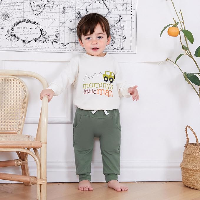 Baby Boy Fall Clothes Set Long Sleeve Letter Print Sweatshirt Pants Toddler Infant Outfits 6 12 18 24 Months 2T