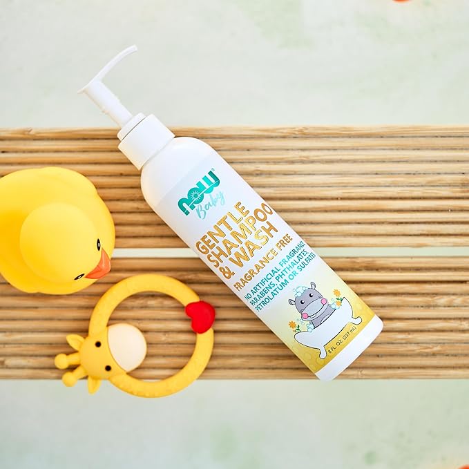 NOW Baby, Gentle Shampoo & Wash, Fragrance Free with No Artificial Fragrance, Parabens, Phthalates, Petrolatum or Sulfates, 8-Ounce