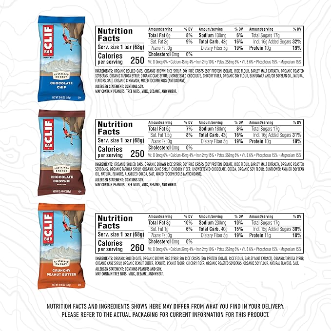 CLIF BAR - Energy Protein Bars - Variety Pack - 6 Flavors - Made with Organic Oats - Energy Bars - Non-GMO - (), 16 Count (Pack of 2)