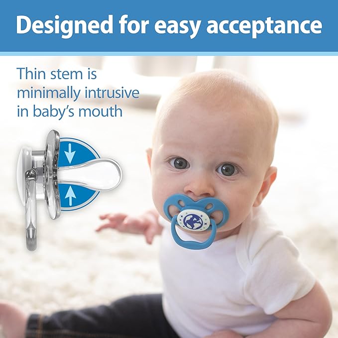 Dr. Brown's Advantage Symmetrical Pacifier with Air Flow - Blue Glow-in-The-Dark - 2-Pack - 6-18m (Pack of 2)