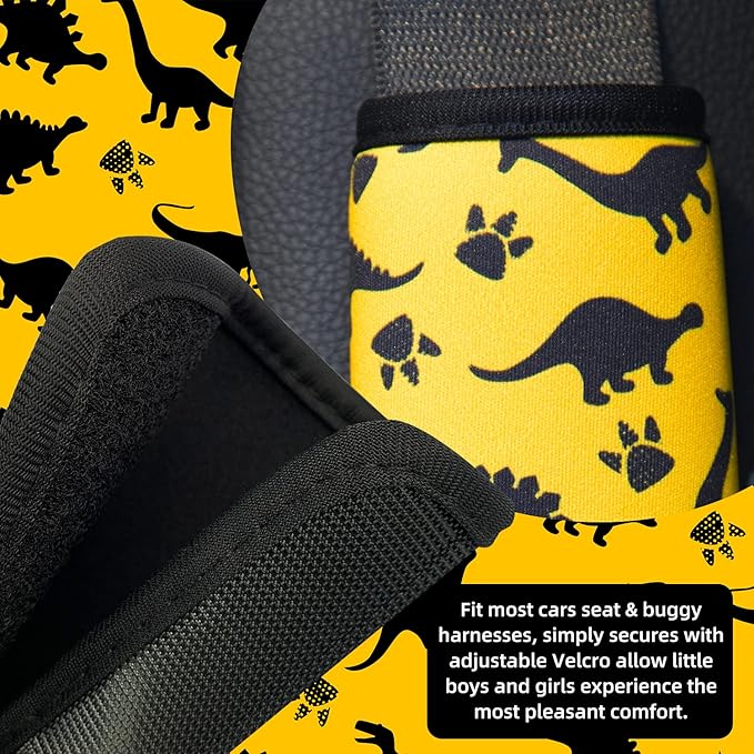 Seat Belt Cover for Kids, Seat Belt Pad for Boys Girls, Car Seat Straps Shoulder Pads for Kids, Kid's Seat Belt Cushion, Shoulder Strap Pad, 1 Piece （Dinosaur）