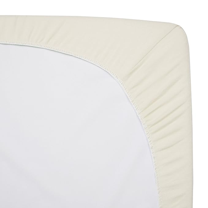 TL Care 100% Natural Cotton Jersey Knit 18" x 36" Cradle/Bassinet Sheet - Fitted, Ecru, Soft Breathable, for Boys and Girls