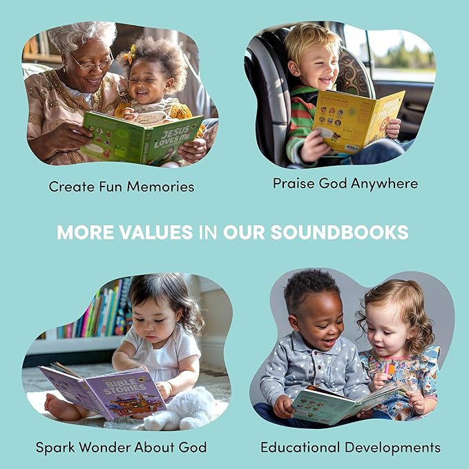 God Made Me Christian Sound Books for Kids - 6 Bible Songs - Baptism, Christening, Dedication Gifts for Boys and Girls - Religious Toys, Music Books for Toddlers 1-3